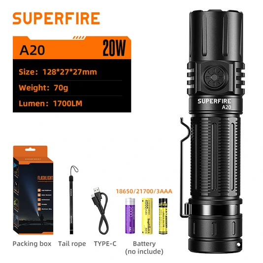 SUPER FIRE A20 1700 Lumen taktische super helle taktische LED-Taschenlampe