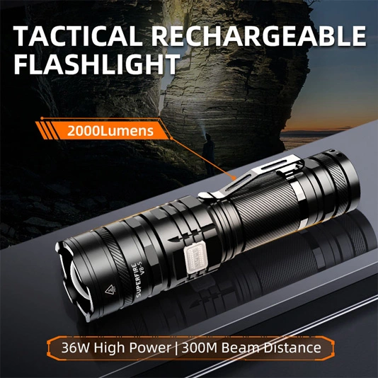SUPER FIRE V8-S 2000 Lumen Taktische Taschenlampe Wiederauf ladbar