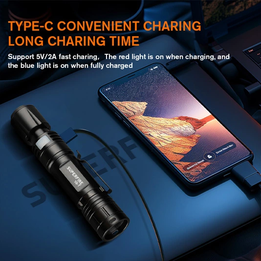 SUPER FIRE V8-T Pocket Zoom Taschenlampe SOS Taschenlampe