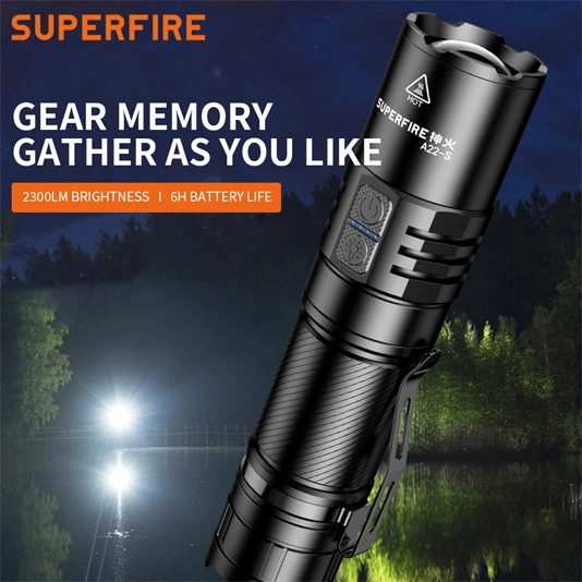 SUPER FIRE A22-S IP43 Wasserdichte Zoomable Adler Augen Taschenlampe