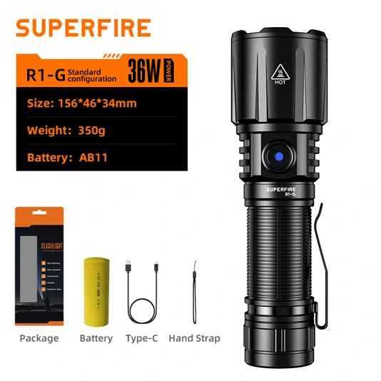 SUPER FIRE R1-G 2300 Lumen Zoombar Hochleistungs-USB-Typen Wiederauf ladbare Taschenlampe