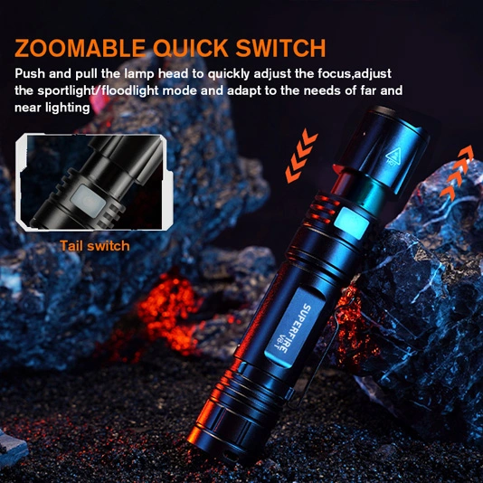 SUPER FIRE V8-T Pocket Zoom Taschenlampe SOS Taschenlampe