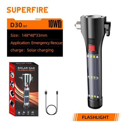 SUPER FIRE D30 Solar Wiederauf ladbare Multifunktions-Taschenlampen
