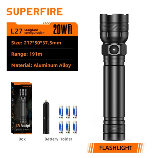 SUPER FIRE L27 Super helle trockene Zelle Taschenlampe Wiederauf ladbar