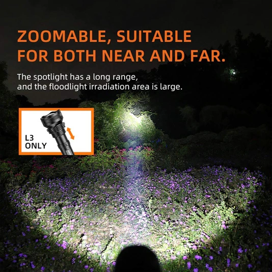 SUPER FIRE L3-P90 2700 Lumen 36W Zoomable LED Wiederauf ladbare Taschenlampe