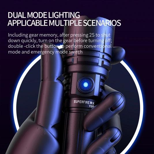 SUPER FIRE Y20 1200 Lumen Hochleistungs-Taschenlampe mit langer Reichweite wiederauf ladbar