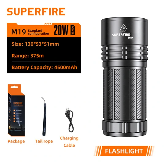 SUPER FIRE M19 Zoombare Langstrecken-Taschenlampe