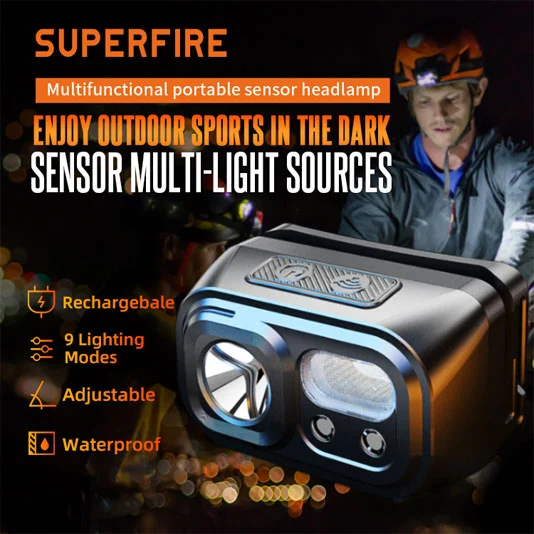 SUPER FIRE HL23/HL23-A/HL23-S USB wiederauf ladbare LED-Sensor-Scheinwerfer