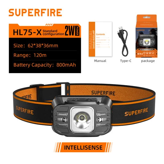 SUPER FIRE HL75 Serie Bewegungs sensor Kopf Fackel