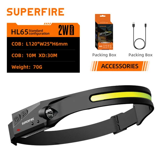 SUPER FIRE HL65 Serie Wiederauf ladbare Scheinwerfer mit Bewegungs sensor