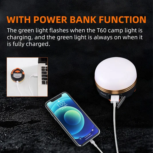 SUPER FIRE T60/T60-A Power Bank Camping licht