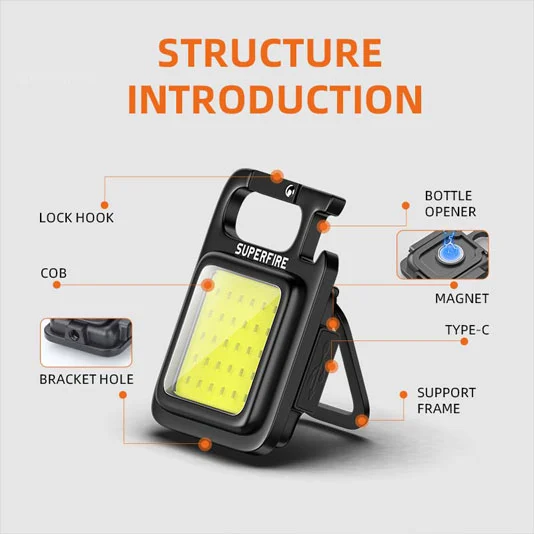 SUPERFIRE MX16 COB Schlüssel bund Arbeits licht