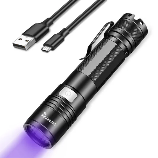 SUPER FIRE A5 395nm wasserdichtes kleines schwarzes Hand-UV-Taschenlampe licht