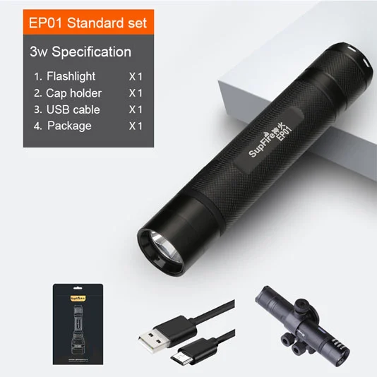 SUPER FIRE EP01 Mini Eigens ichere LED-Taschenlampe Wiederauf ladbar und Explosions sicher