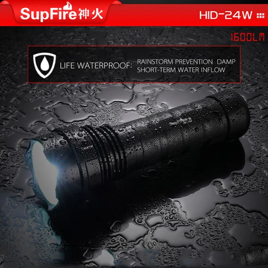 SUPER FIRE HID 24W 1600 Lumen Xenon Taschenlampe