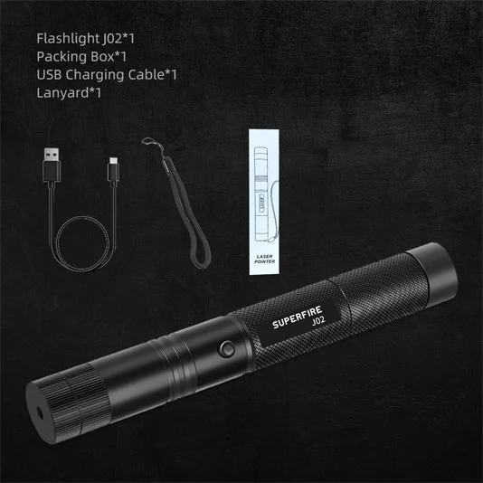 SUPER FIRE J02 Kleine LED Wiederauf ladbare Taschenlampe mit Laserpointer