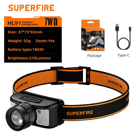 SUPER FIRE HL91 310 Lumen Scheinwerfer mit weißem und rotem Licht