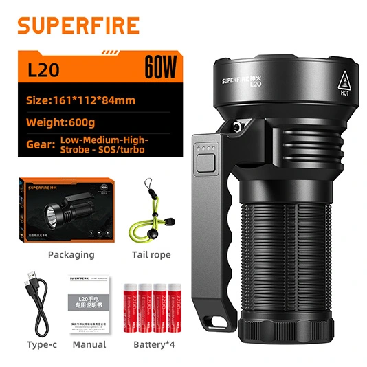 SUPER FIRE L20 Taschenlampe mit großer Kapazität