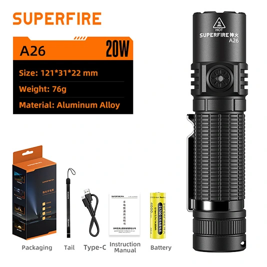 SUPER FIRE A26 Taschenlampe mit hoher Helligkeit