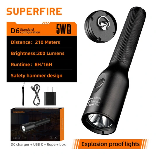 SUPER FIRE neue explosions geschützte LED-Taschenlampe D6